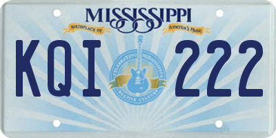 MS license plate KQI222
