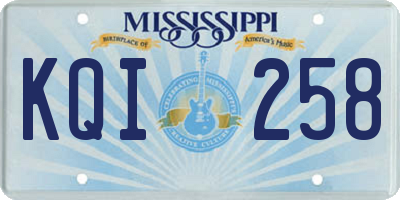 MS license plate KQI258