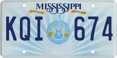 MS license plate KQI674