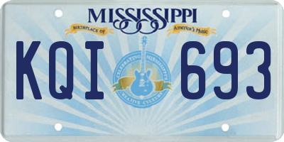 MS license plate KQI693