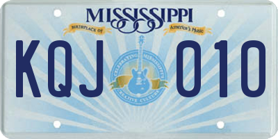 MS license plate KQJ010