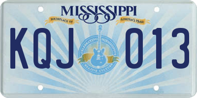 MS license plate KQJ013