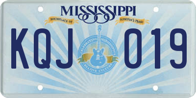 MS license plate KQJ019