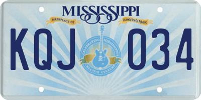 MS license plate KQJ034