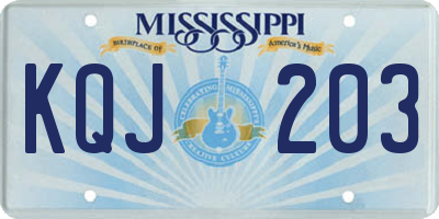 MS license plate KQJ203