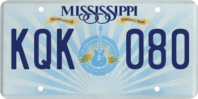 MS license plate KQK080