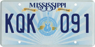 MS license plate KQK091