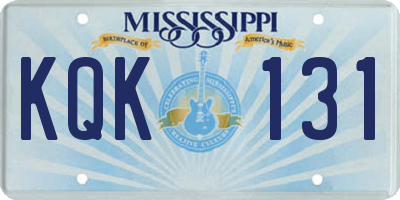 MS license plate KQK131