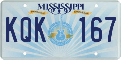 MS license plate KQK167