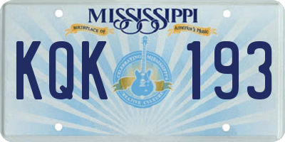 MS license plate KQK193