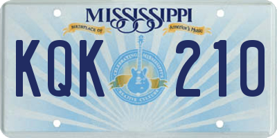 MS license plate KQK210