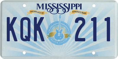 MS license plate KQK211