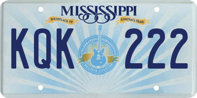 MS license plate KQK222