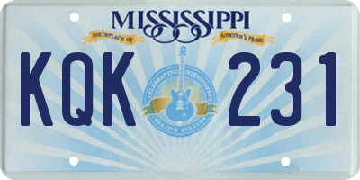 MS license plate KQK231