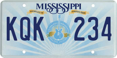 MS license plate KQK234