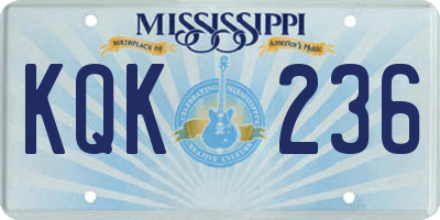 MS license plate KQK236
