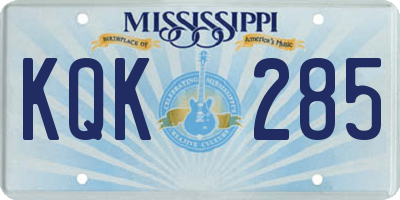 MS license plate KQK285