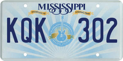 MS license plate KQK302