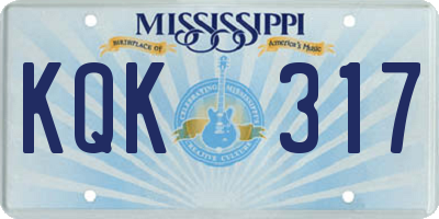 MS license plate KQK317