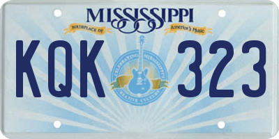 MS license plate KQK323