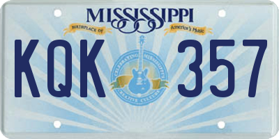MS license plate KQK357