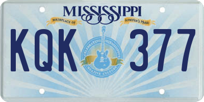 MS license plate KQK377
