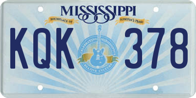 MS license plate KQK378