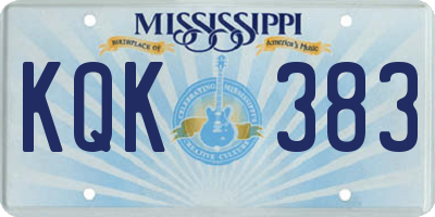 MS license plate KQK383
