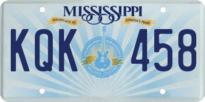 MS license plate KQK458