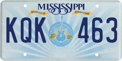 MS license plate KQK463