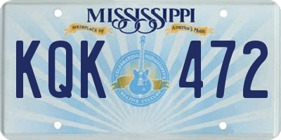 MS license plate KQK472