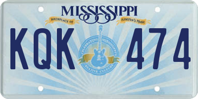 MS license plate KQK474