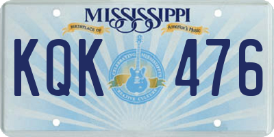 MS license plate KQK476