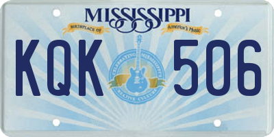 MS license plate KQK506