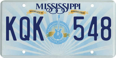 MS license plate KQK548