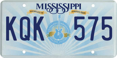 MS license plate KQK575