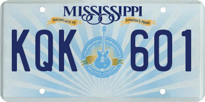 MS license plate KQK601