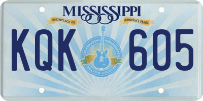 MS license plate KQK605
