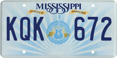 MS license plate KQK672