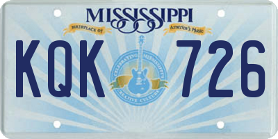 MS license plate KQK726