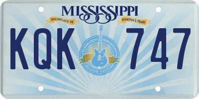 MS license plate KQK747