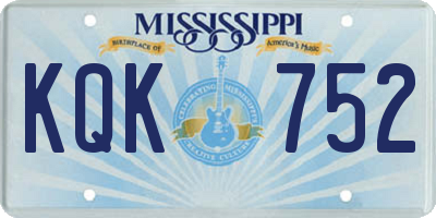 MS license plate KQK752