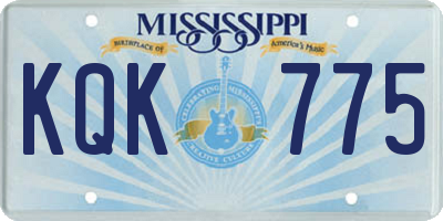 MS license plate KQK775