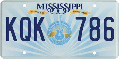 MS license plate KQK786