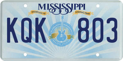 MS license plate KQK803