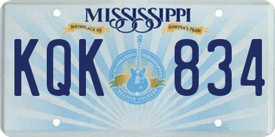 MS license plate KQK834