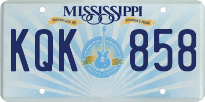 MS license plate KQK858