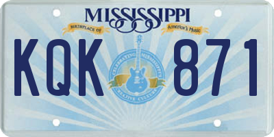 MS license plate KQK871