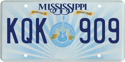 MS license plate KQK909