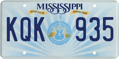 MS license plate KQK935